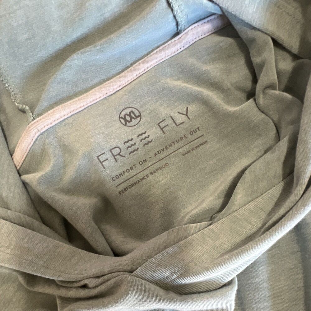 FREE FLY Men's XXL Blue Bamboo Pullover Hoodie Long Sleeve Chest Pocket Logo - Picture 6 of 6